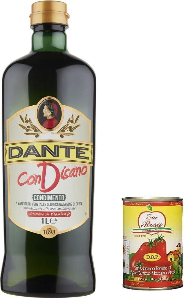 3x Dante Condisano, Mischung aus Pflanzenölen und nativem Olivenöl extra, angereichert mit Vitamin D. 1000ml + Zia Rosa DOP Pomodoro San Marzano ...