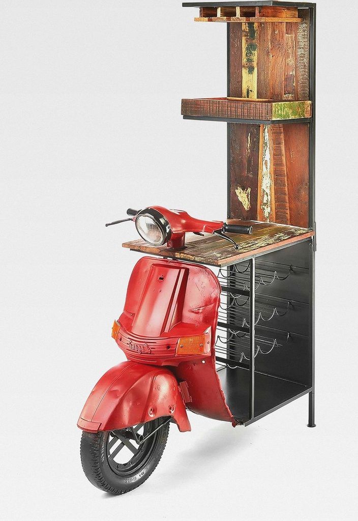 Weinregal Anrichte Barregal Barwagen Scooter Bar Rosso - Vintage - 115x70x190 cm