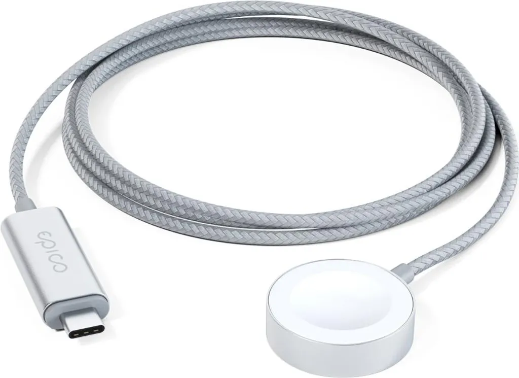 Chargeur Apple Watch USB-C Epico 1.2m - Finition Argent ultra robuste