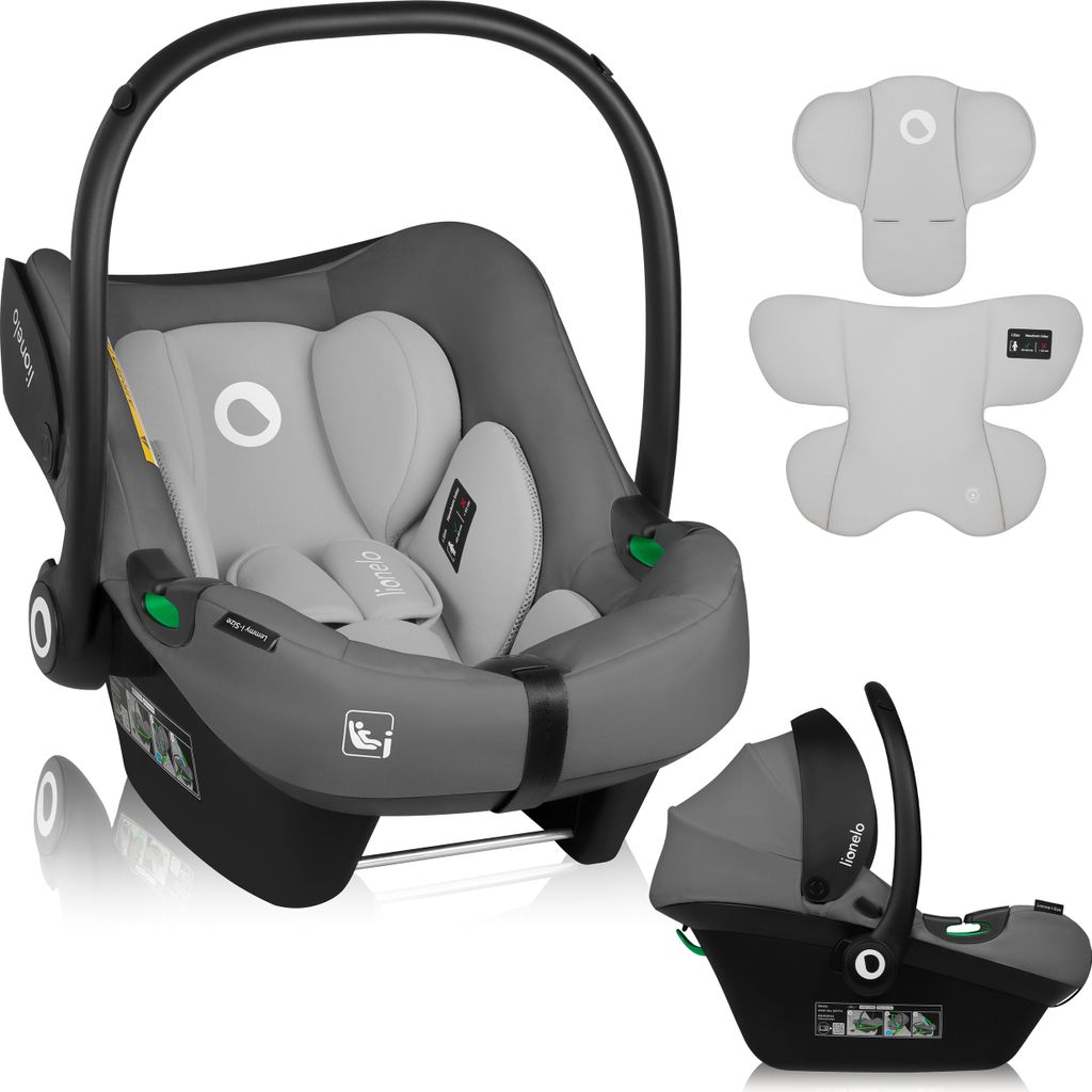 Lionelo Kindersitz Lemmy i-Size für Kinder von 40 bis 87 cm RWF-Installation, Memory Foam-Schaumstoff - Grey
