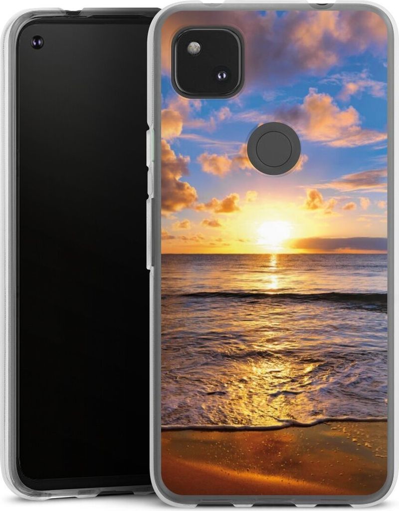 DeinDesign Handyhülle für Google Pixel 4a Silikon Hülle Case Smartphone Schutzhülle Meer Sonnenuntergang Strand