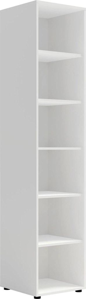 Modena Standregal R45 mit 6 Ablagen – hohes, modernes Bücherregal für Wohnzimmer, Büro und Jugendzimmer, funktionales Stauraummöbe (Weiß)