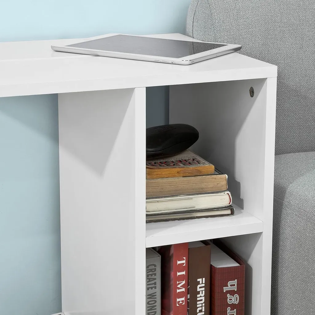 Table basse en C avec support tablette intégré, couleur blanc SoBuy - 6
