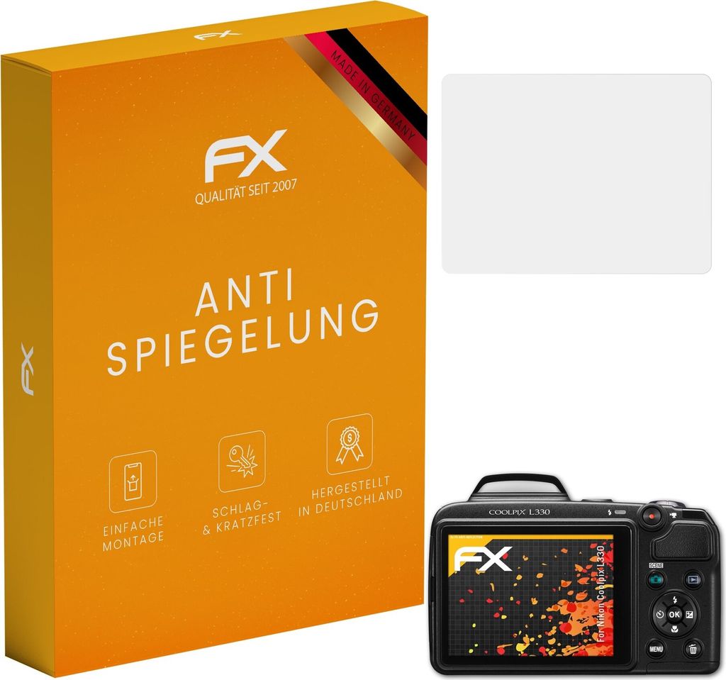 atFoliX FX-Antireflex 3x Schutzfolie kompatibel mit Nikon Coolpix L330 Displayfolie