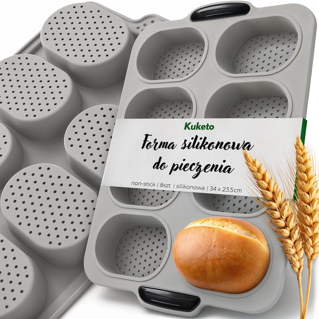 Kuketo | Silikon-Backform für 8 Brötchen – perforiert – Produktbild 