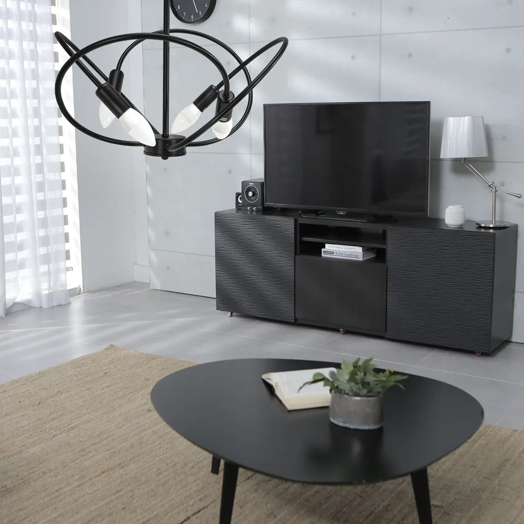 Lampe Suspendue Toolight APP1093-4C Black - Lustre Design Noir 4 Points