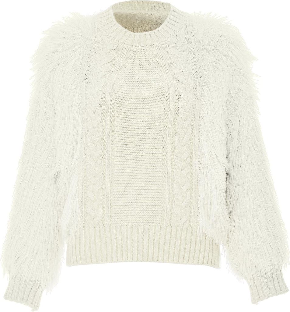 POOMI damen strickpullover - wollweiss, M