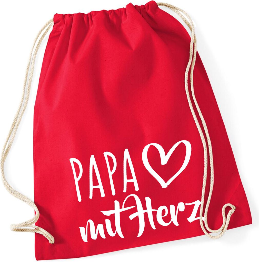 Huuraa Gymbag Papa mit Herz Geschenk 12 Liter Classic Red Baumwolle Papa Geschenkidee