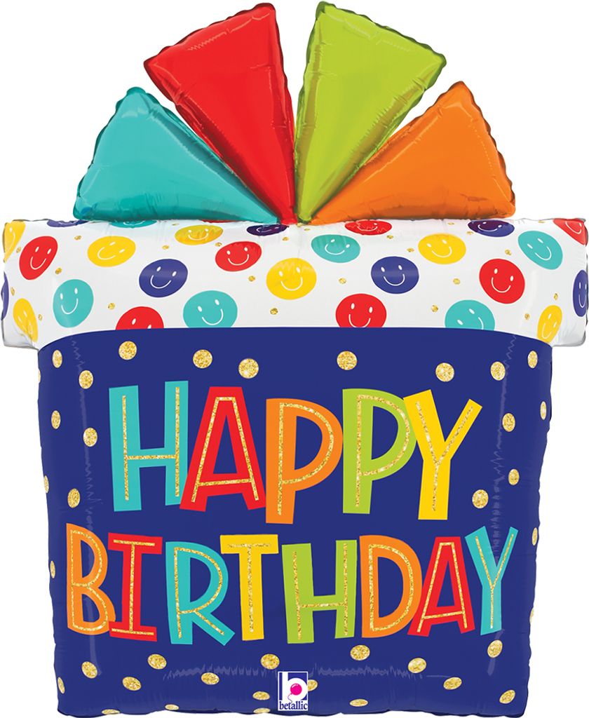 Shape Folienballon "Happy Birthday" Geschenk | 69 cm
