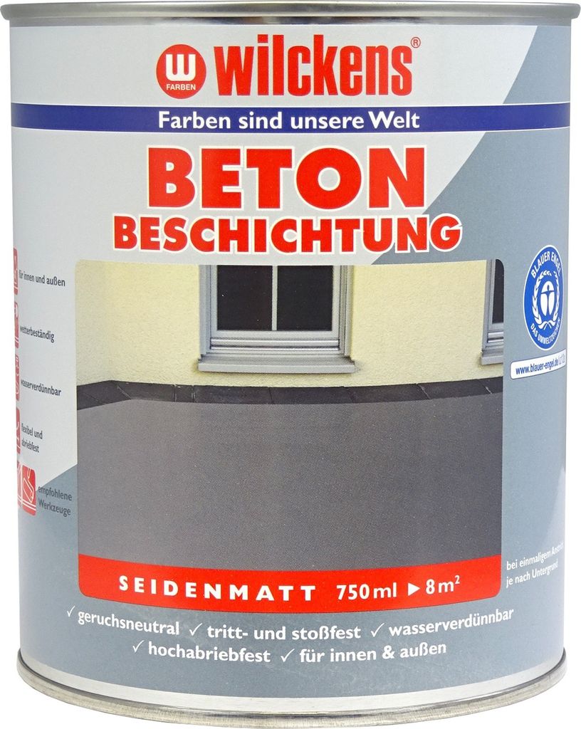 Wilckens Betonbeschichtung LF seidenmatt, 750 ml, RAL 7001 Produktbild 