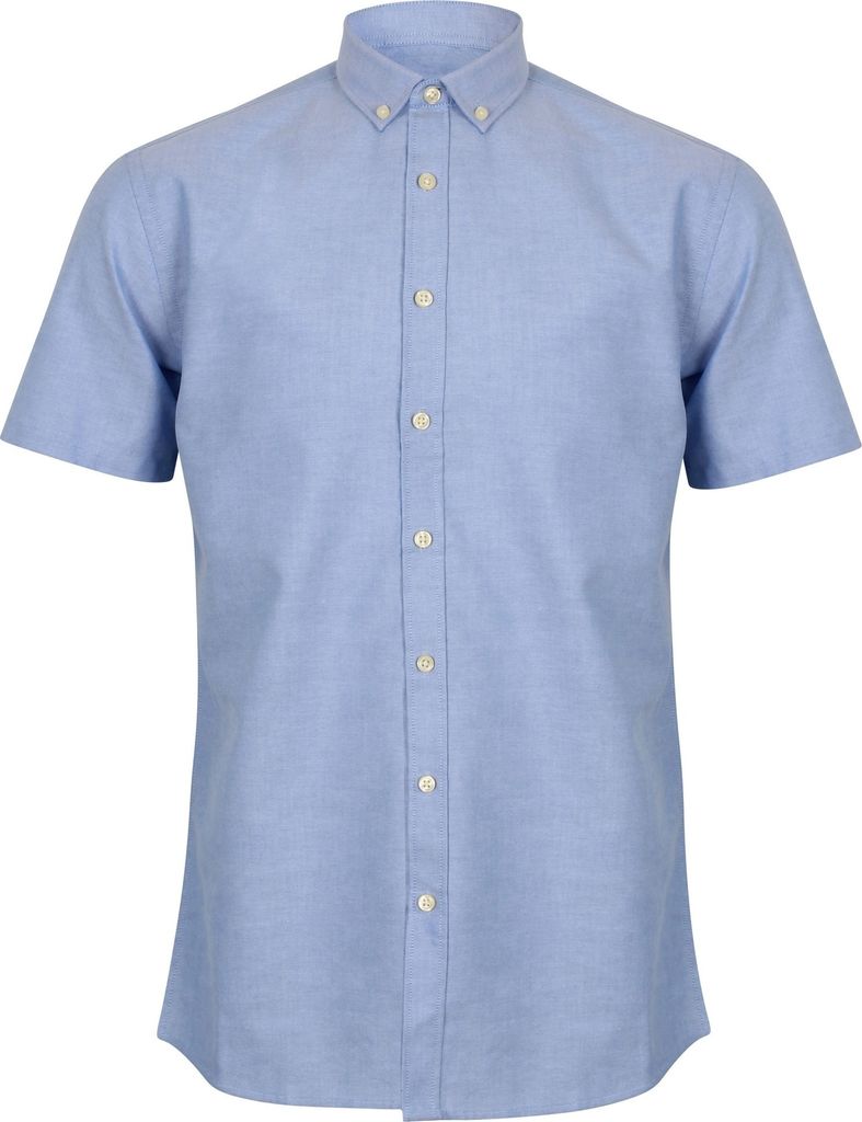 Henbury Herren Modern Kurzarm Oxford Hemd RW5425 (XLS) (Blau)