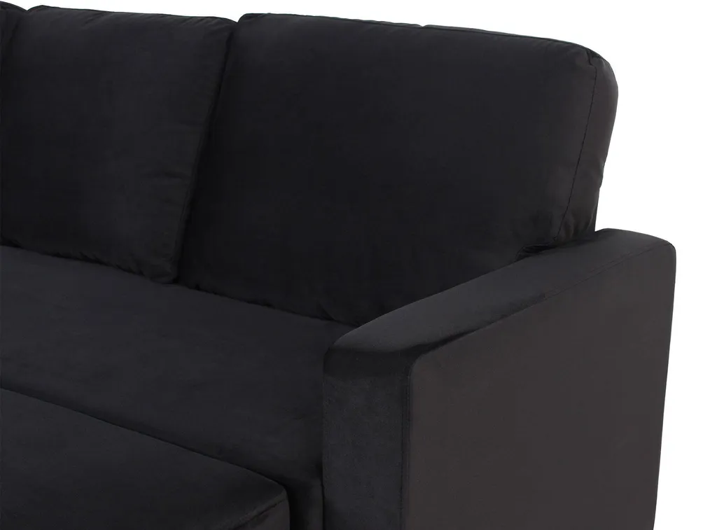 Canapé d'angle convertible réversible en velours noir modèle Baleares - 9