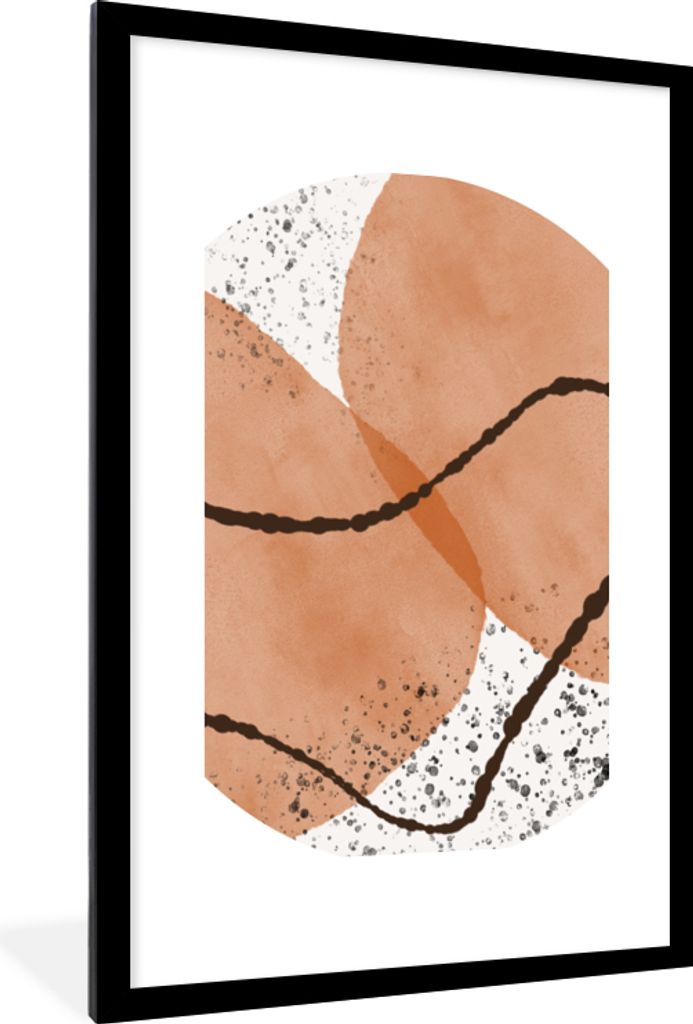 MuchoWow Gerahmtes Poster Abstrakt - Aquarellfarbe - Tupfen - Terrakotta 60x90 cm - Poster mit Schwarzem Bilderrahmen Wandposter Rahmen Foto Bild...