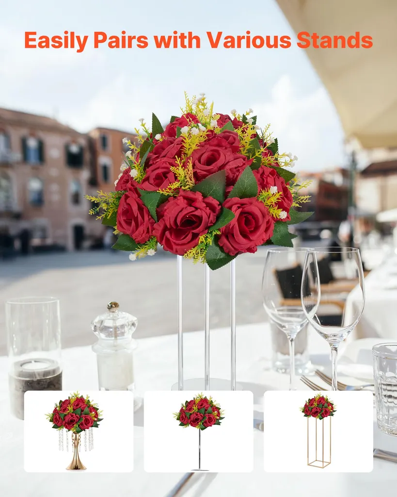 Décorations de Table à la Maison et Fêtes : 10 Boules de Fleurs en Soie