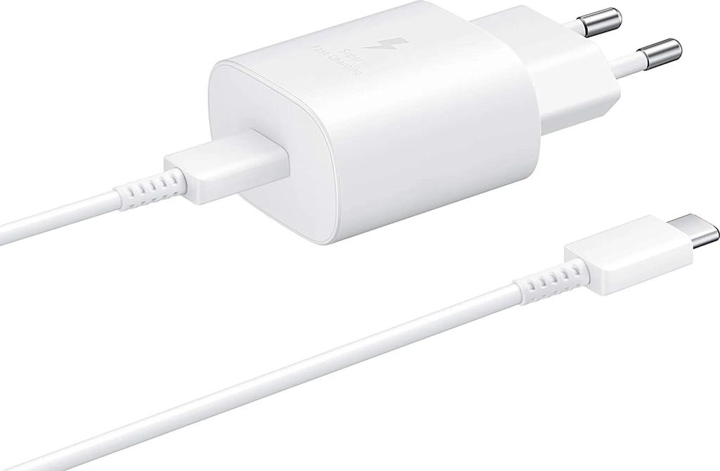 Original Samsung 25W Schnellladegerät EP-TA800NWEGEU + USB-C/C 5A Kabel weiss