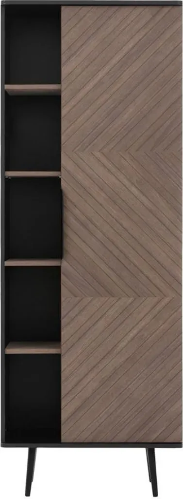 Meuble de Rangement Salon GRAPPA - Étagère Décorative Bois et Graphite Noir