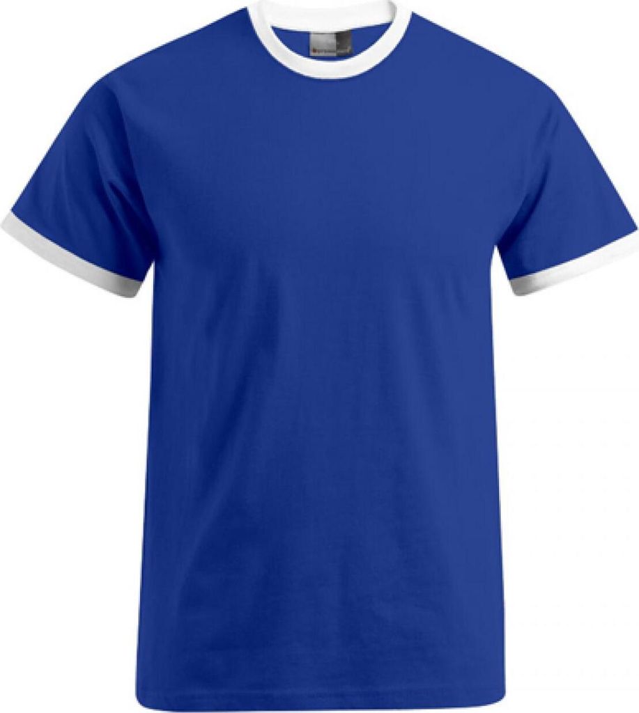 Kontrast T-Shirt Herren, Königsblau-Weiß, XXL