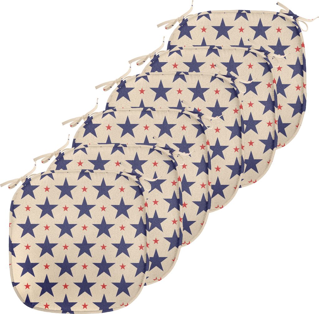 ABAKUHAUS Star Polster für Esszimmerstühle, Grunge Themed Muster, Dekoratives wasserfestes Kissen mit Riemen für Küchensitze, 40 cm x 40 cm-6er...