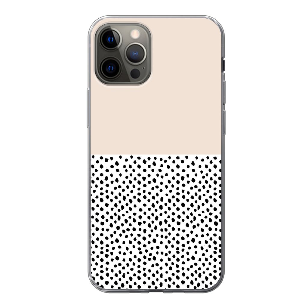 MuchoWow Handyhülle Schutzhülle Hülle für iPhone 13 Pro Polka dots - Weiß - Schwarz Silikon Softcase Handy Hülle - Handy-Tasche