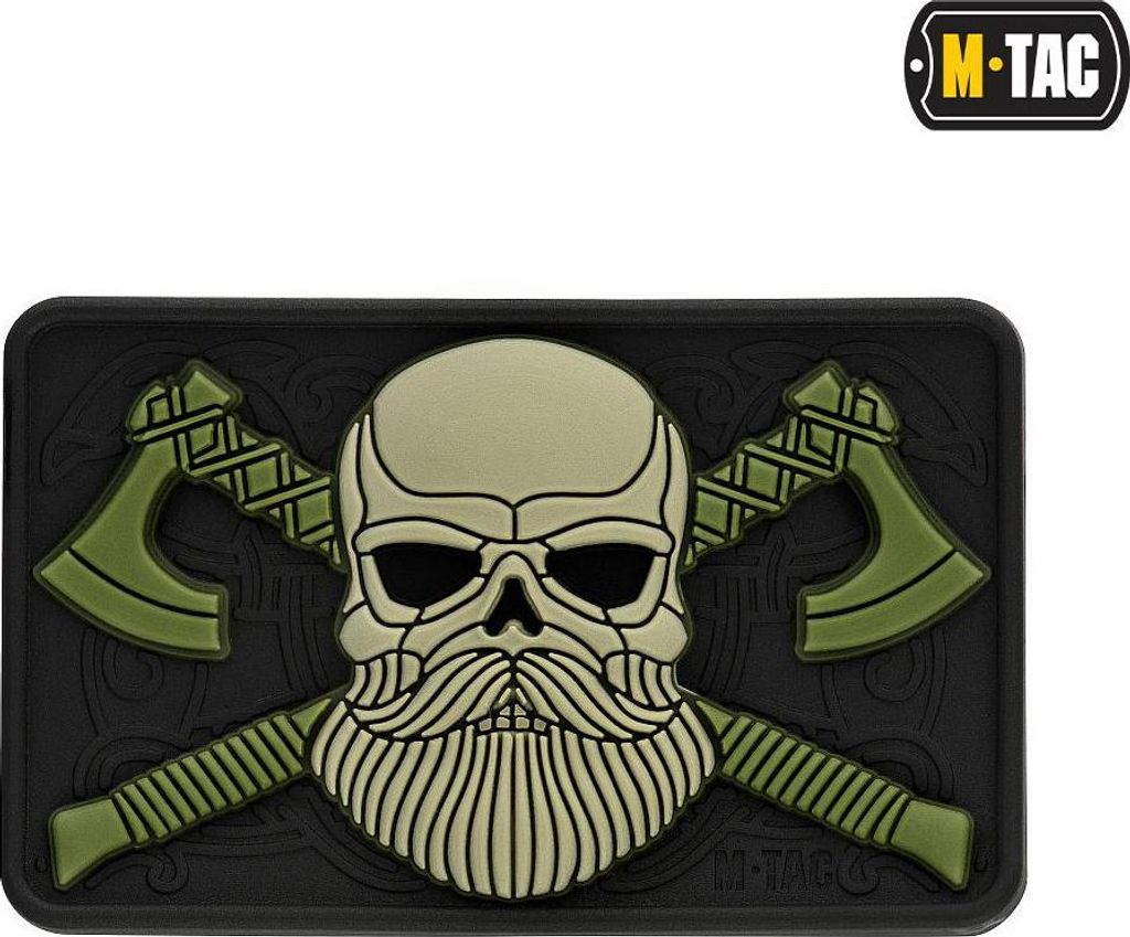 M-Tac Bearded Skull 3D PVC Patch Black/Olive
