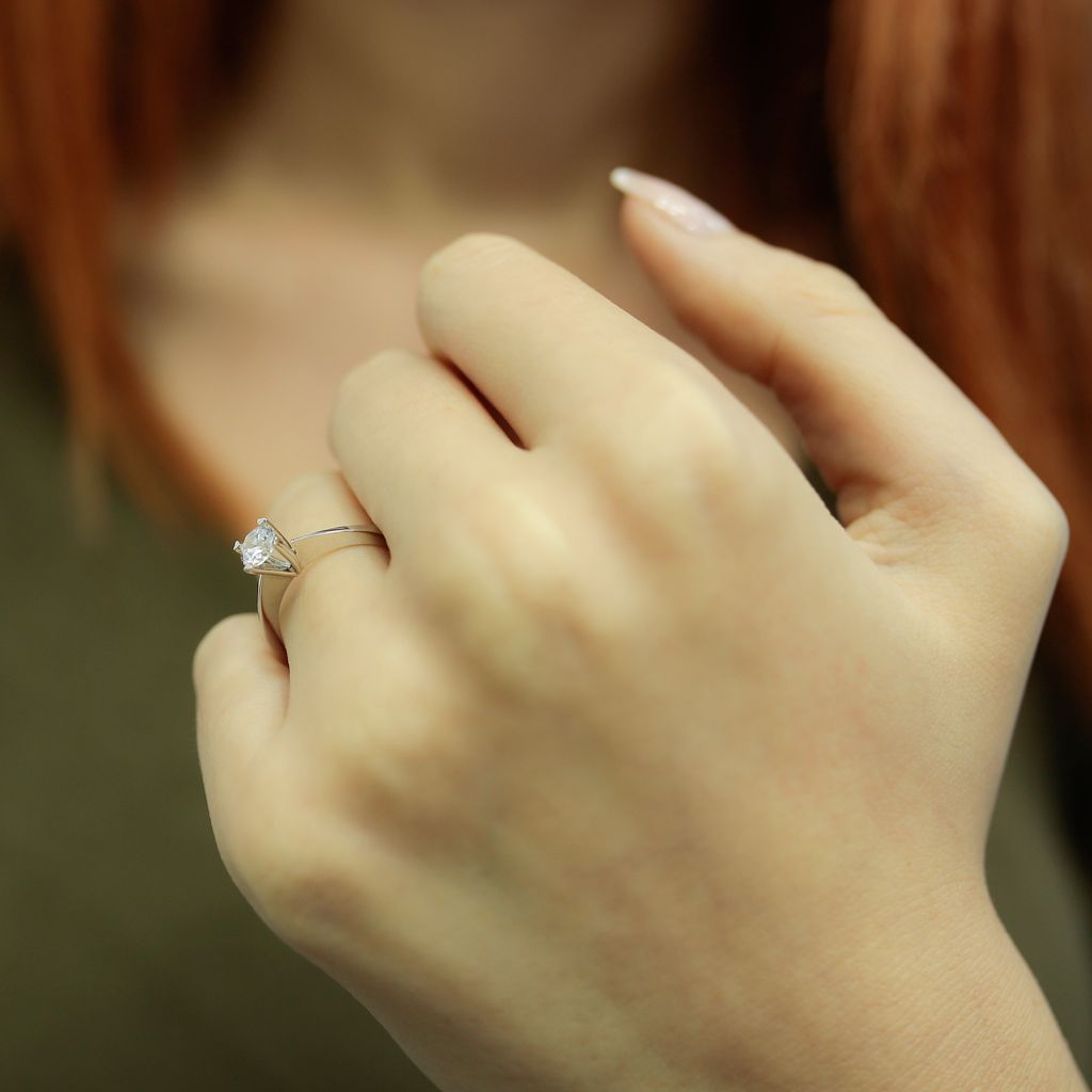 0,42 Carat Solitär Diamantring 14 Karat Weißgold - 55 (17,50 mm)