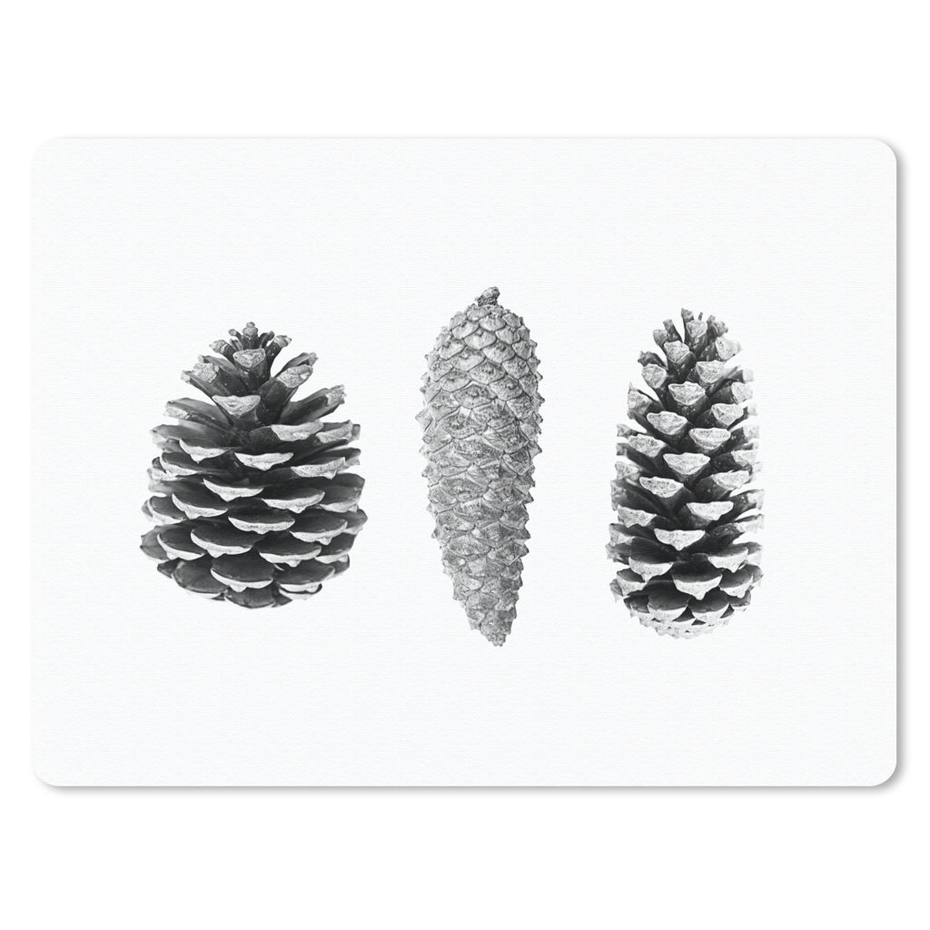 MuchoWow Mauspad Mousepad Tannenzapfen - Natur - Schwarz und Weiß - Herbst 23x19 cm - Mousepads - Maus Mat - Pad - Mausunterlage - Schreibtischu...