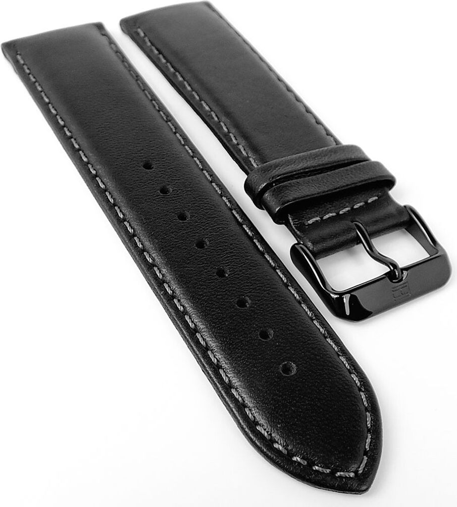 Tommy Hilfiger > Uhrenarmband 23mm mit Naht schwarz Leder < 1710295