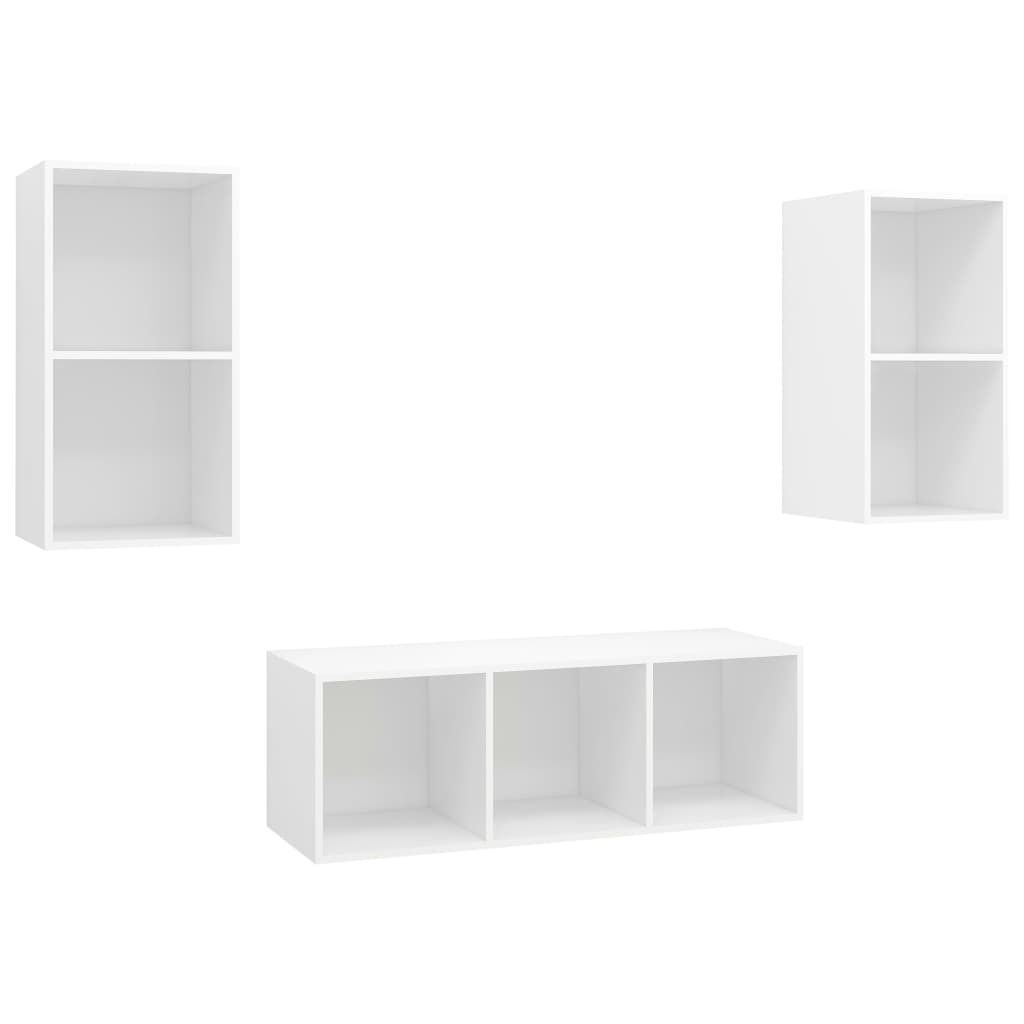 3-tlg. TV-Schrank-Set Weiß Holzwerkstoff