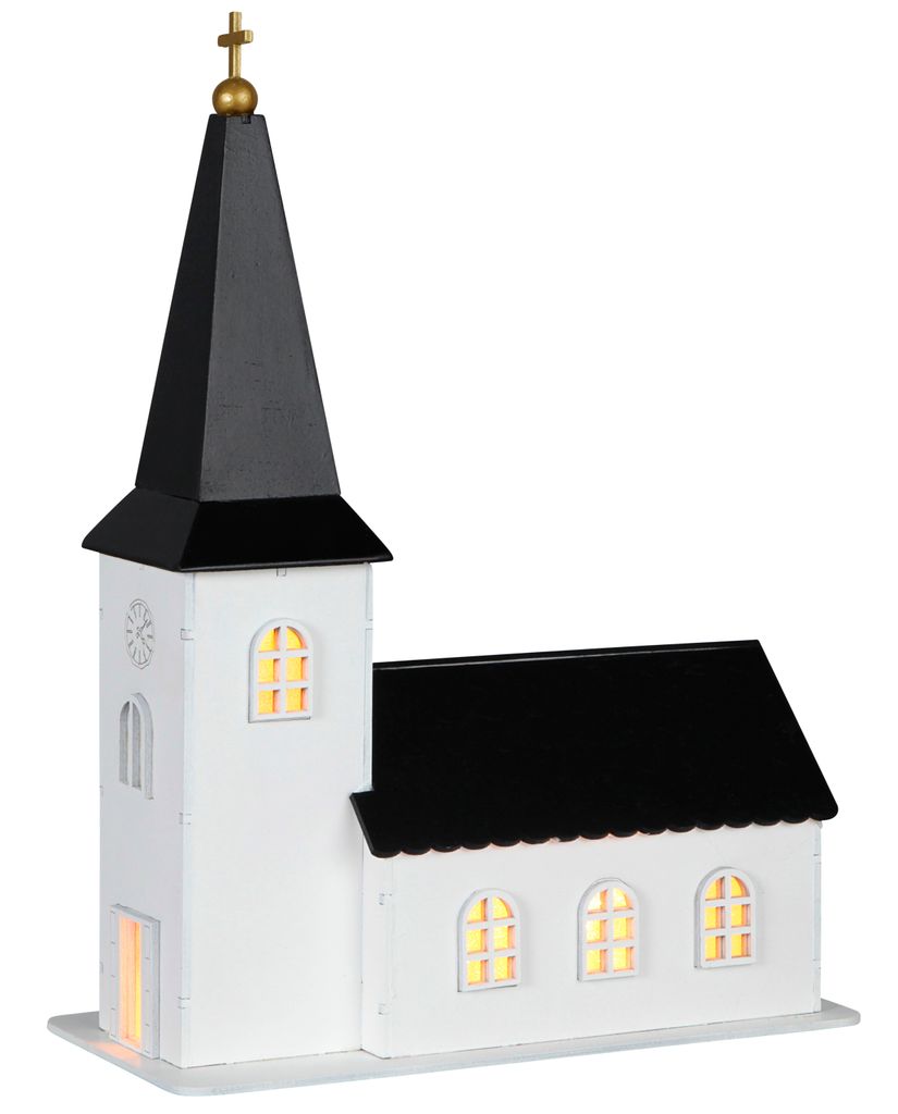 LED Leuchtkirche 'Church', 4 LEDs, Weiß/Schwarz