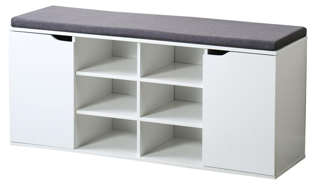 KESPER Schuhschrank weiß mit Sitzkissen – 103 x 30,5 x 48 Produktbild 