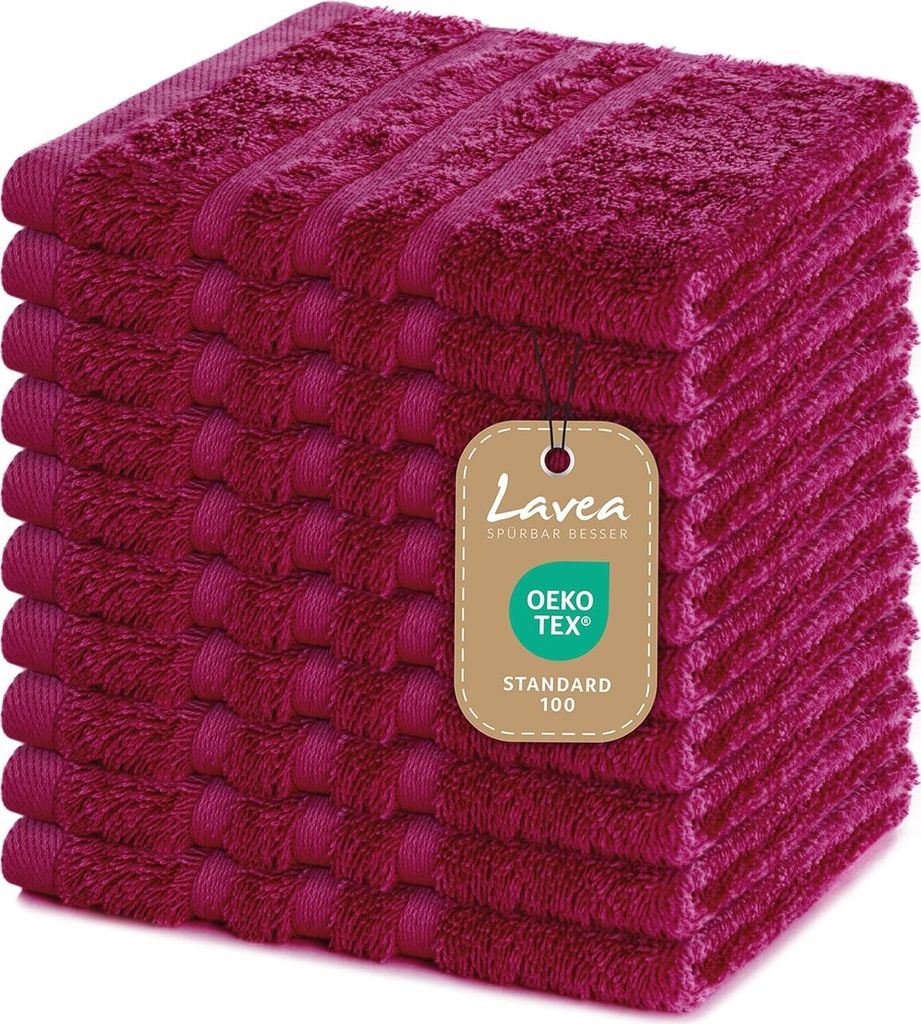 Lavea 10er Set Seiftuch 30x30 cm – Hochwertige Gästehandtücher 30x30 - 100% Baumwolle, Elena – Saugstark, Waschbar und Strapazierfähig - B...