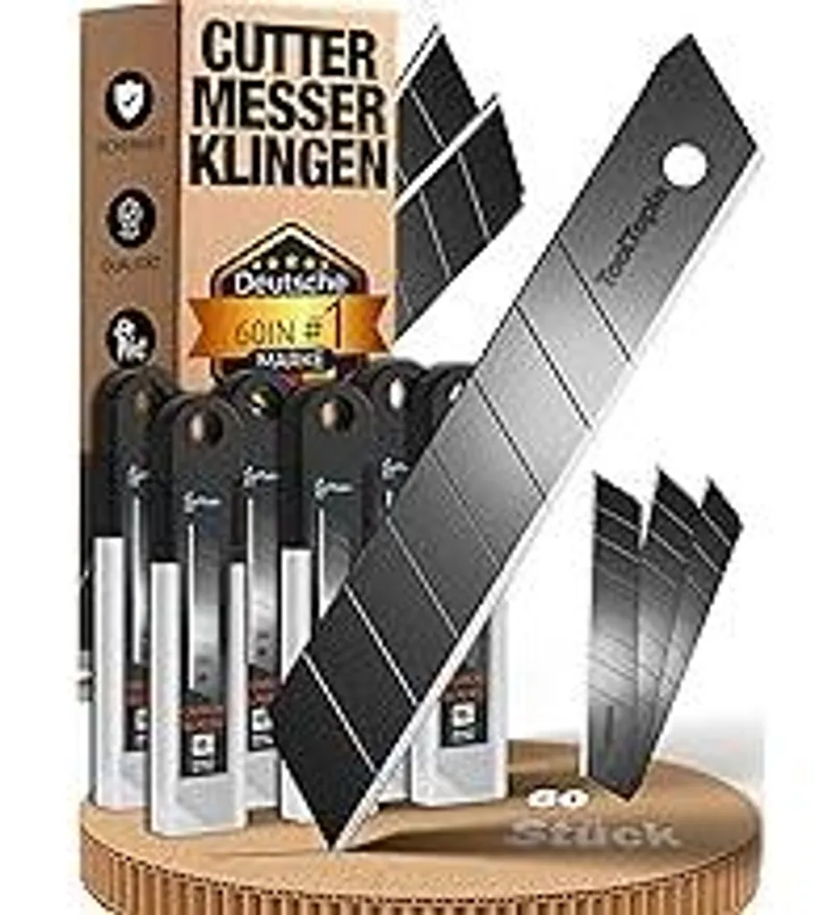 Lame per taglierini da 18 mm – 60 pezzi Lame di ricambio universali in acciaio SK5 per taglierini per moquette – Lame a spezzare extra affilate da 18 mm I Lame per taglierini precise per applicazioni versatili