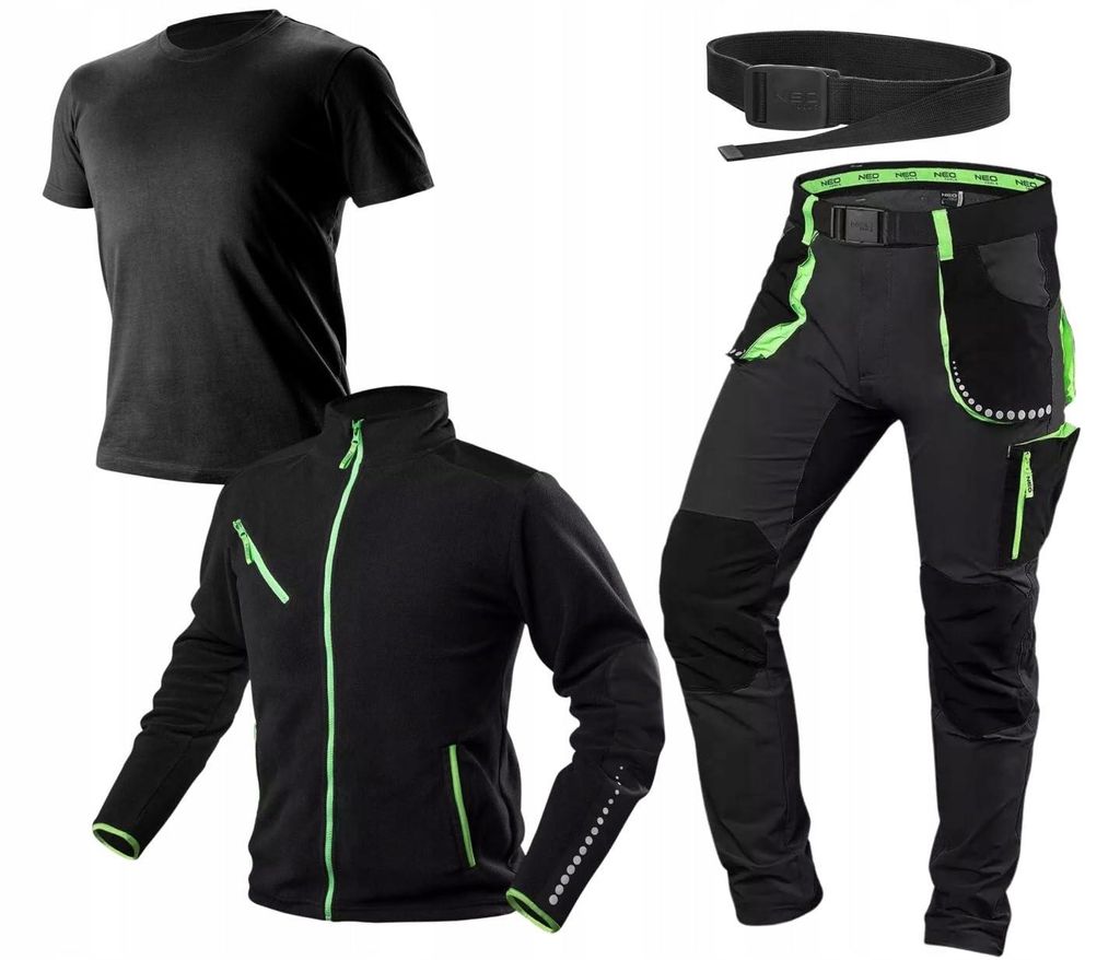 NEO TOOLS PREMIUM Arbeitskleidung Herren Set (Größe S-3XL) – Stretch-Arbeitshose, Robuster Polar-Fleece und Langarmshirt