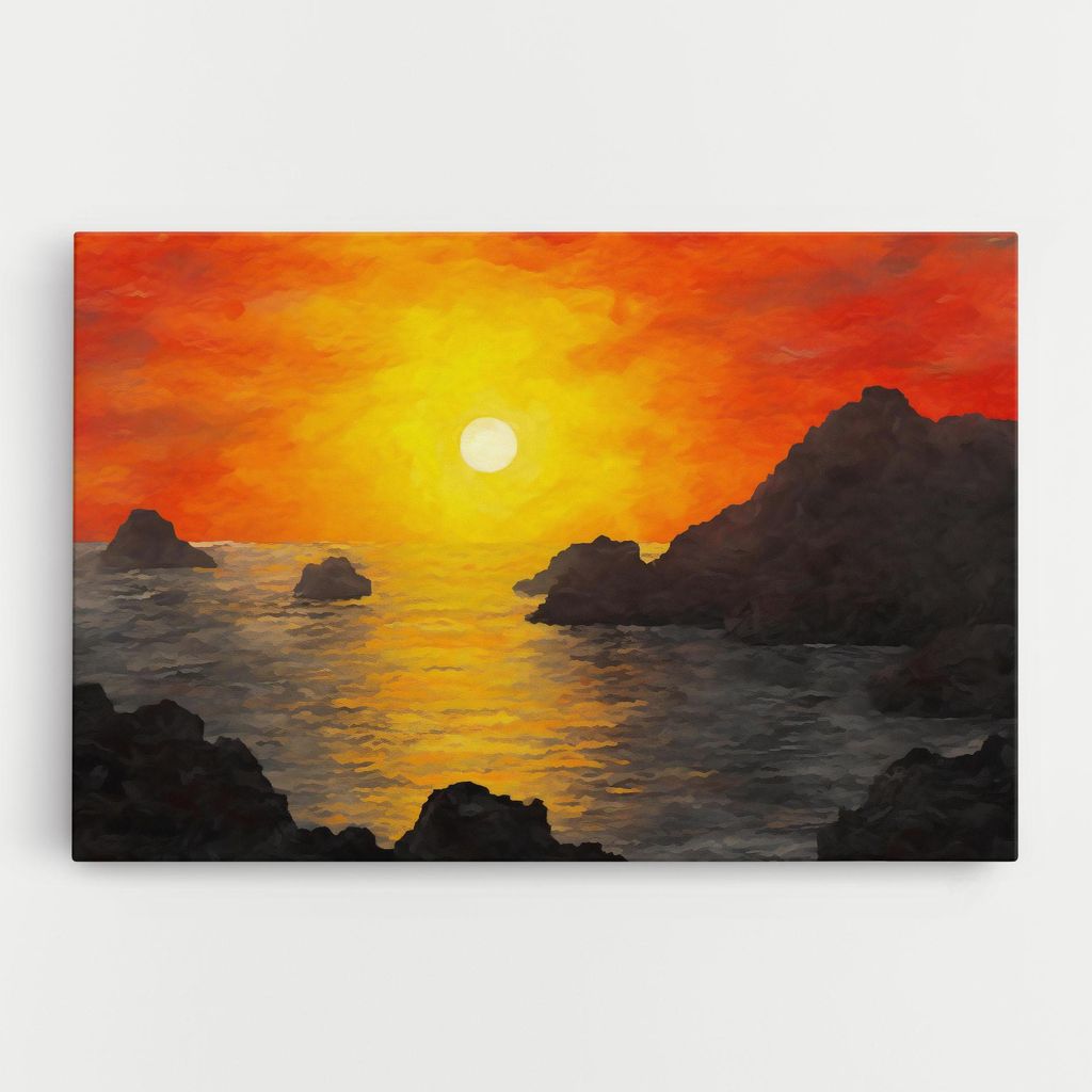 ARTHUB Leinwandbild 80x120 cm, Mountains Rocks Painting | Wohnzimmerdekoration, Hängende Bilder, Wanddekoration, Heimdekoration, Landschaften, S...