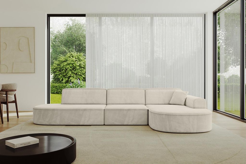 ALTDECOR Ecksofa in L-Form MARI-L2 - 328x171x79,5 cm Beige Produktbild 