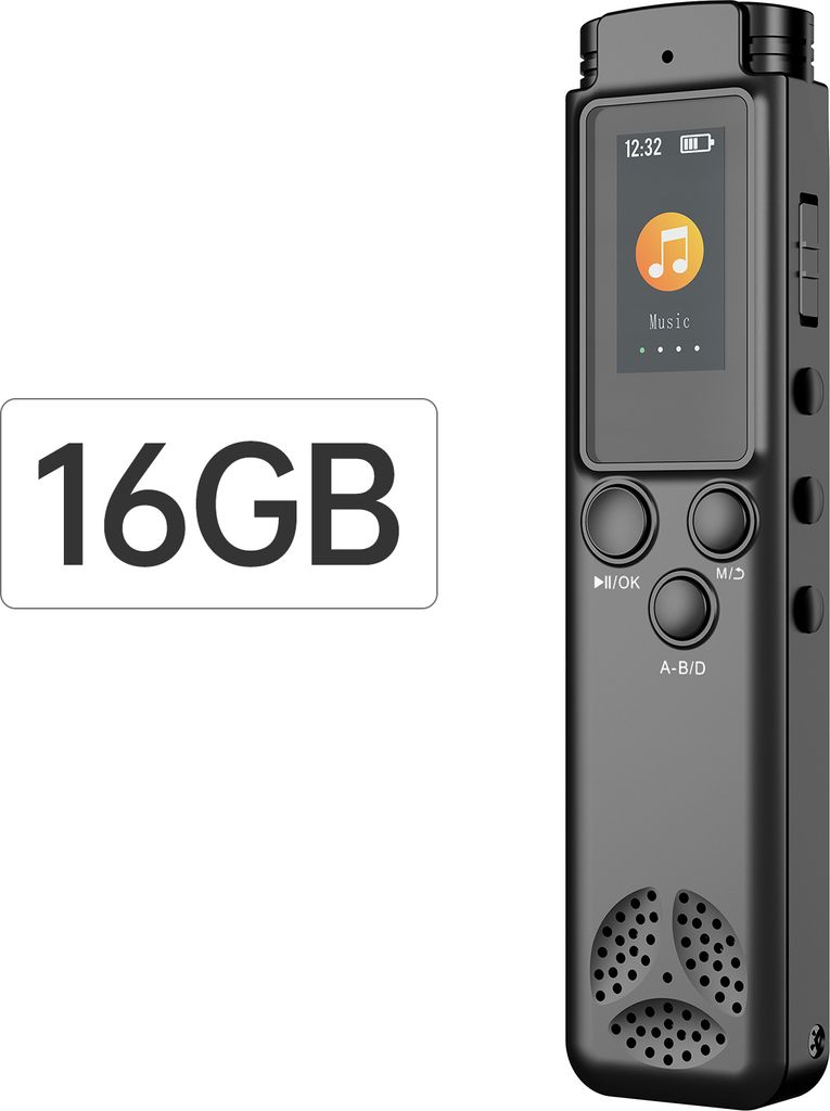 Digitaler Sprachrekorder, 16 GB, sprachaktivierte Audioaufnahme, Rauschunterdrueckung mit Wiedergabe, MP3-Musikplayer, 72 Stunden Aufnahme von Date...