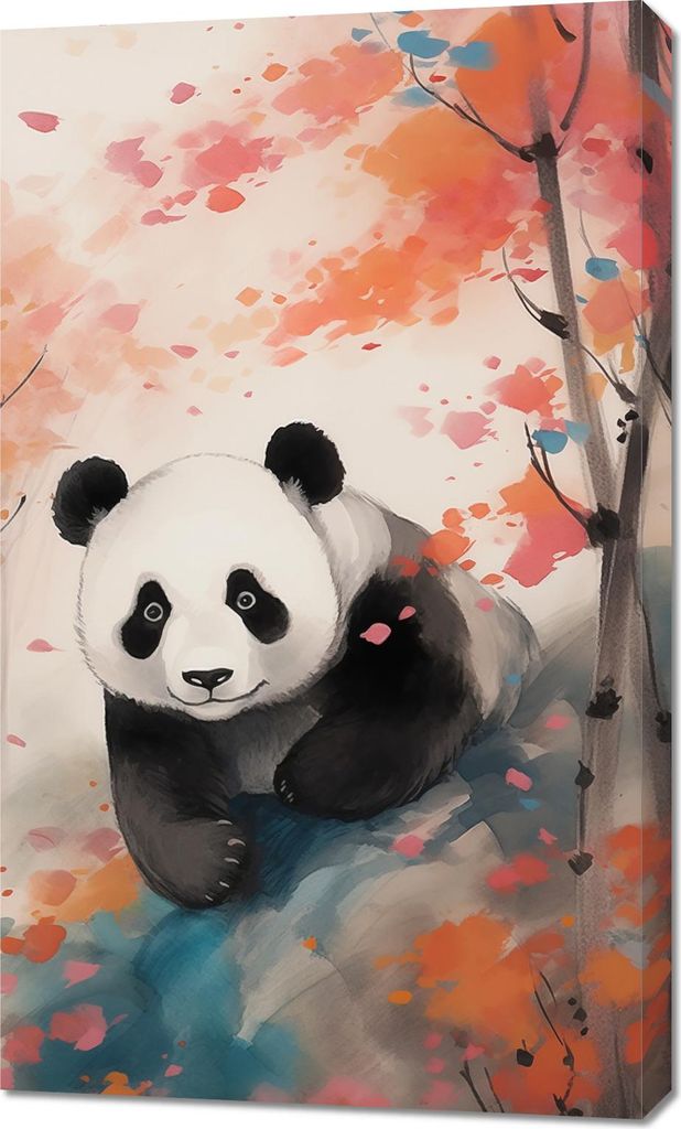 Bild 60x100cm Panda zwischen Ahornbäumen
