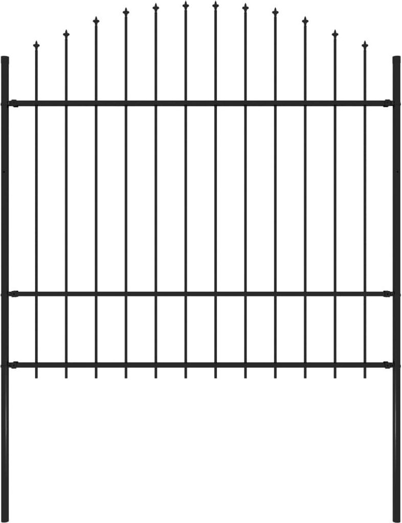 CLORIS Gartenzaun mit Speerspitzen Stahl (1,5 - 1,75) x 1,7 m Schwarz, 10,02 kg