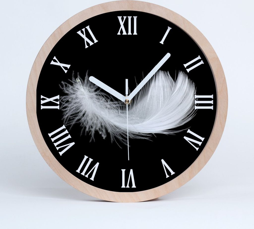 Holzuhr 25fi cm wanduhr - weiße Spitzen - Feder