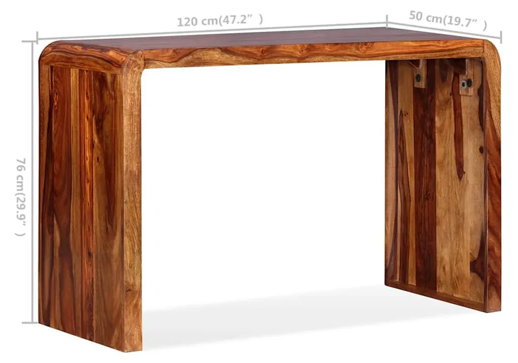 Buffet bureau en bois massif marron - Meuble de rangement polyvalent - 7
