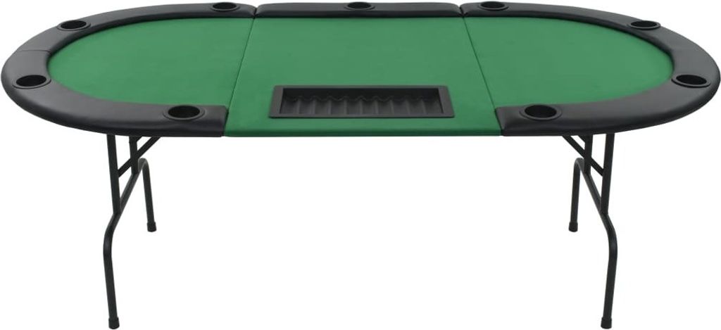 vidaXL 9-členný pokerový skladací stôl 3-fold Oval Green Obrázok produktu 5
