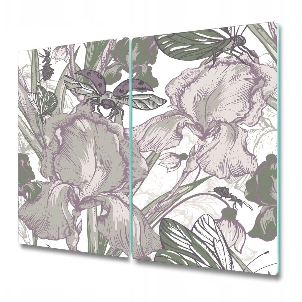 Küchenschneidebrett - Schneidebrett Glas - Herdabdeckung - Wildblumen