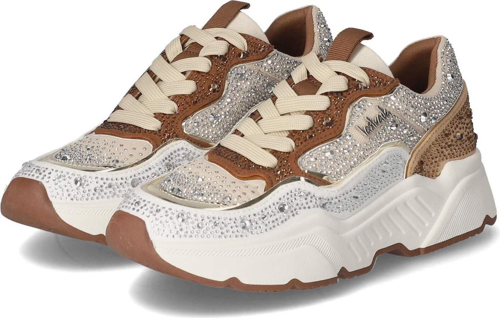 La Strada Damen Low Sneaker Beige Synthetik Textil Mix Größe: 39
