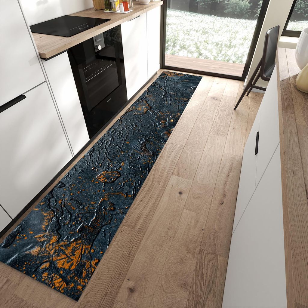 Küchenteppich 60x300cm rutschfest & abwischbar PVC Läufer - Abstrakte Struktur