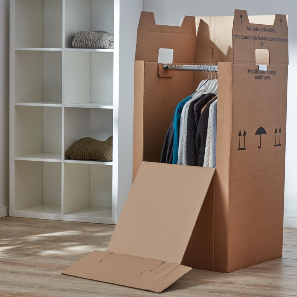 2er-Set Kleiderbox Aus Wellpappe – Kleiderkarton Mit Kleiderstange, Platz Für 20 Bügel, Tragbar, Staub- & Knitterfrei, Ideal Für Umzug & Aufbewahrung