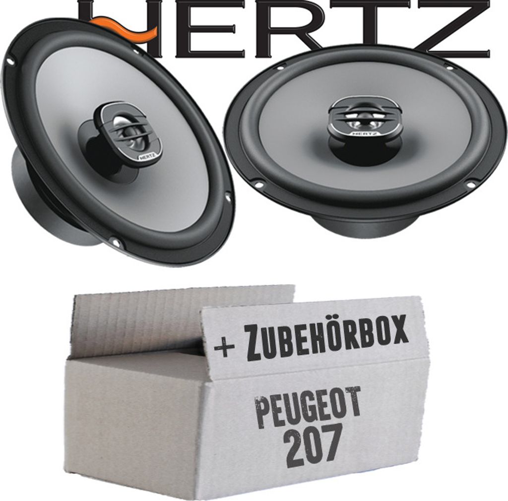 Lautsprecher Boxen Hertz X 165 - 16,5cm Koax Auto Einbauzubehör - Einbauset passend für Peugeot 207 - justSOUND