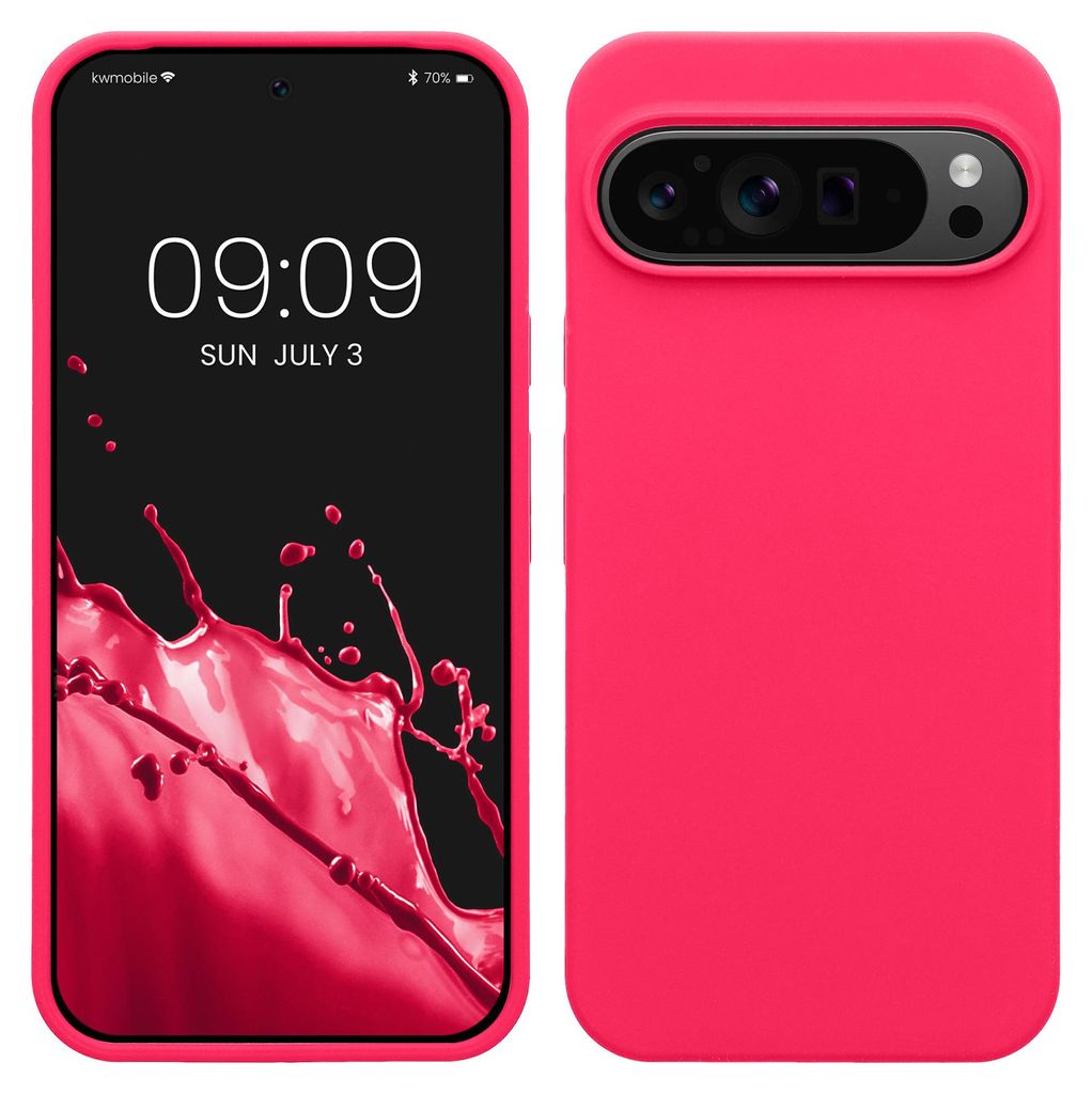 kwmobile Handyhülle für Google Pixel 9 Pro XL Hülle, für Pixel 9 Pro XL Case - Hülle Silikon - kabelloses Laden - Neon Pink