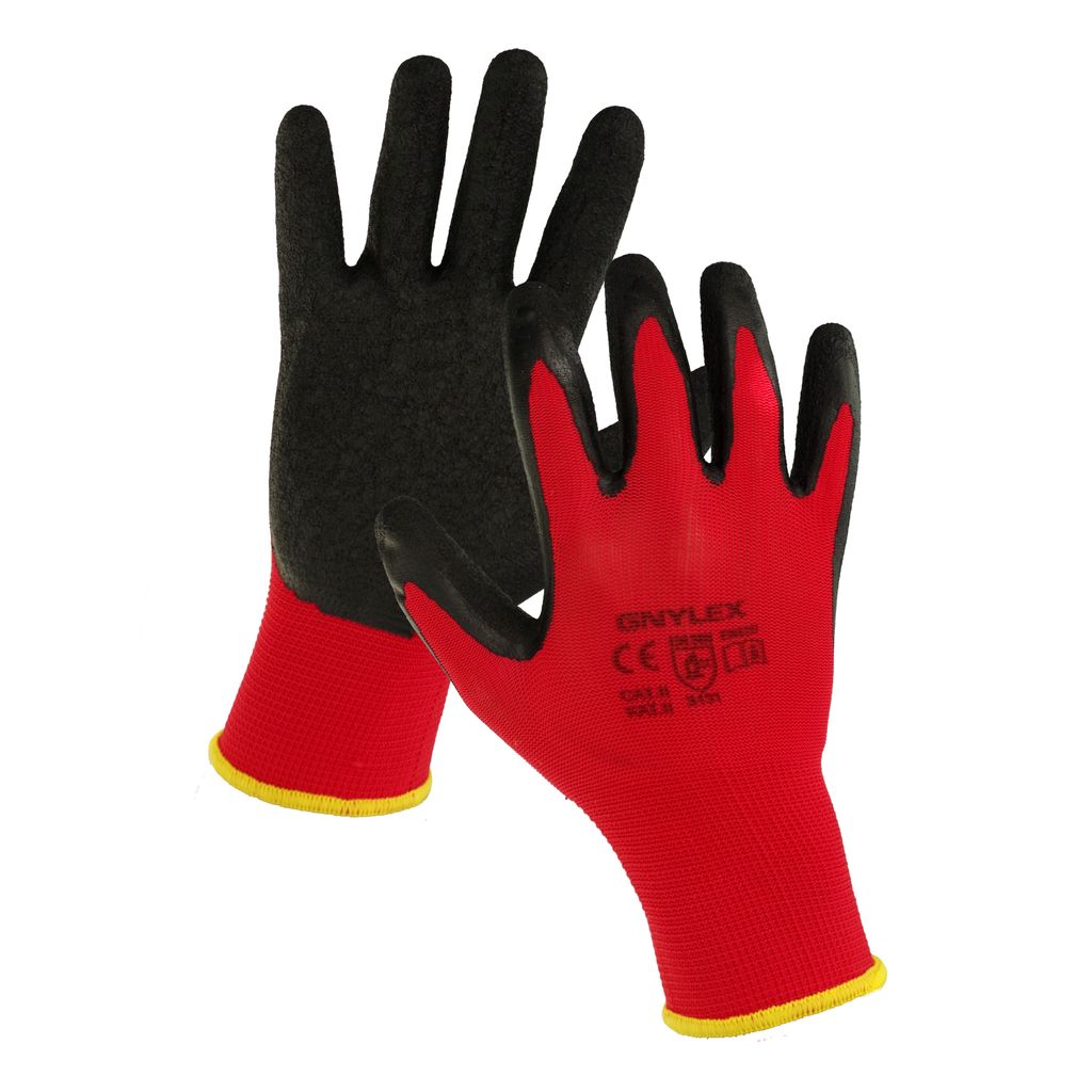 12 Paar Arbeitshandschuhe Montage Werkstatt Handschuhe LATEX ROT Rau Gr 11 / XXL