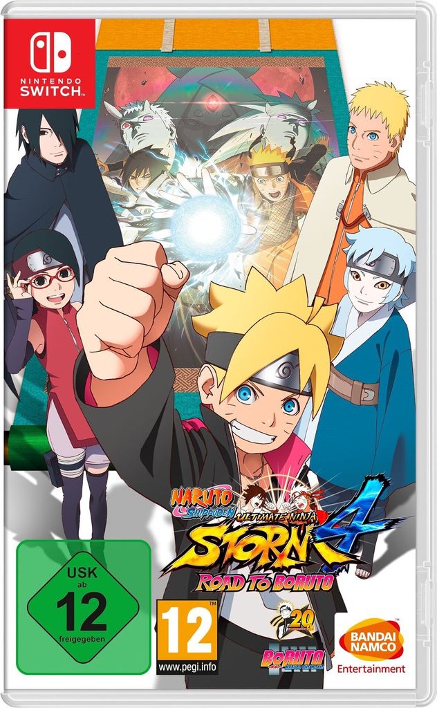 The image shows the game box art for Naruto Shippuden Ultimate Ninja Storm 4: Road to Boruto for Nintendo Switch.
