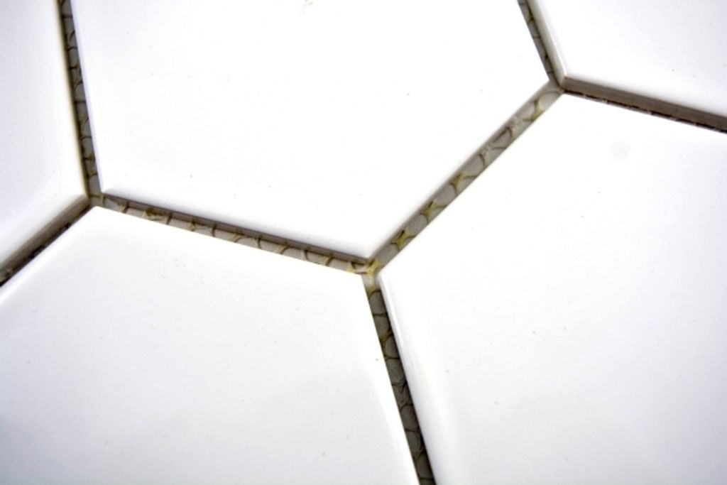 Handmuster Mosaik Fliese Keramik Hexagon weiß glänzend Küche Fliese WC Badfliese MOS11F-0101_m